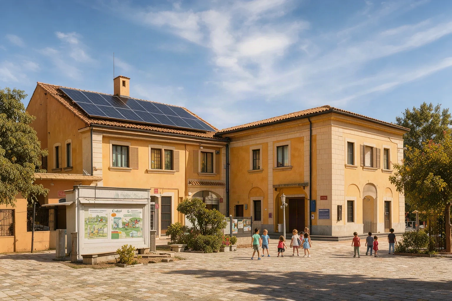 École italienne équipée de panneaux solaires