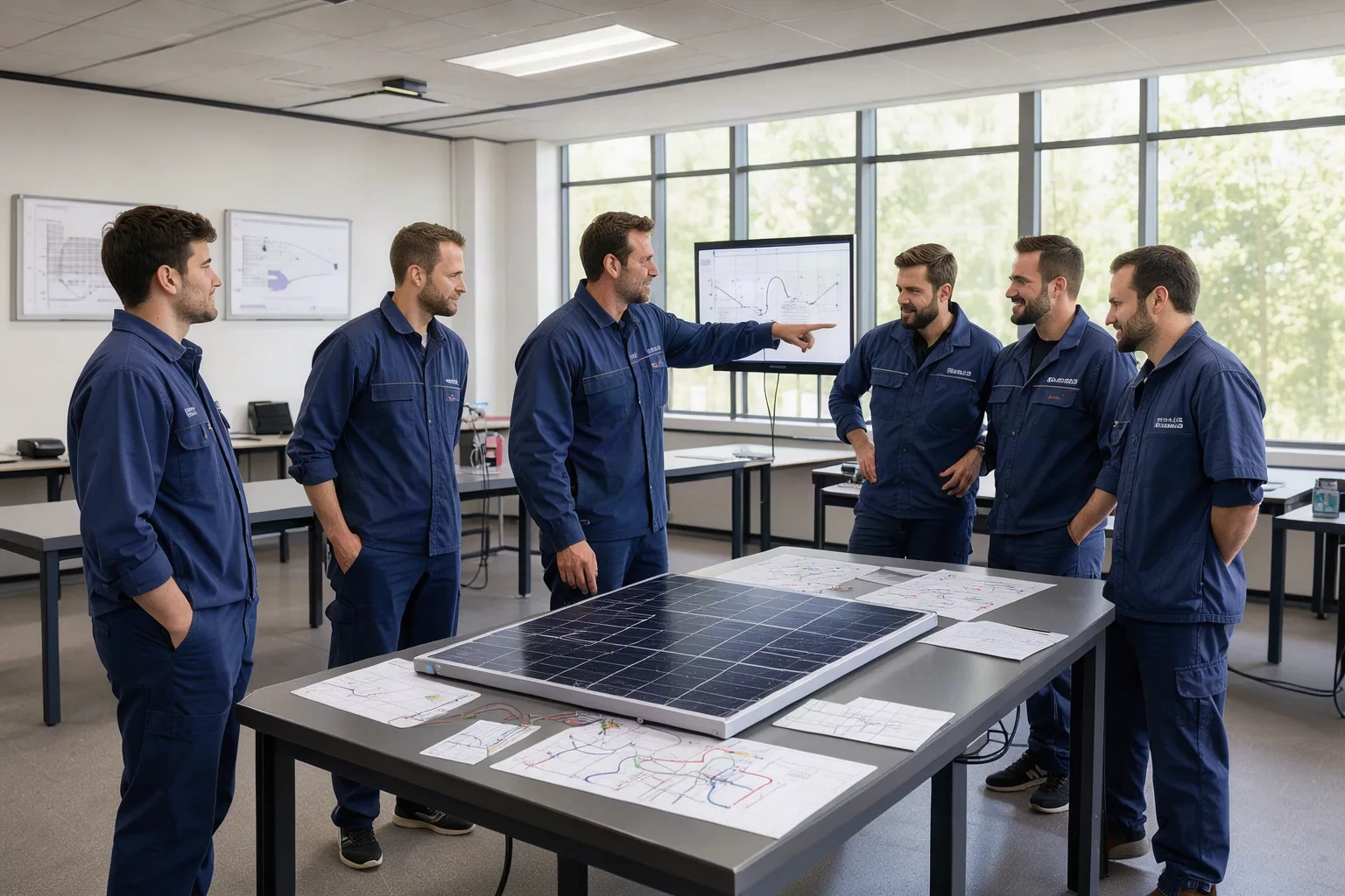 Session de formation technique sur le photovoltaïque